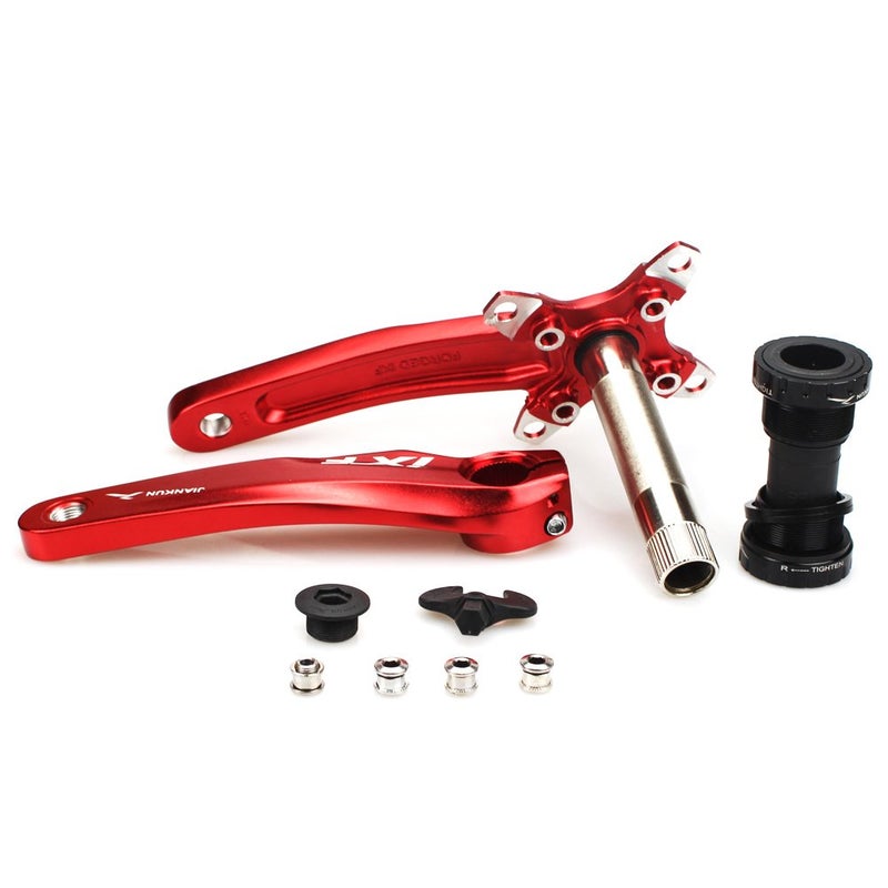 CYSKY Bike Crank Arm Set Mountain Bike Crank Arm Set 170mm 104 BCD with Bottom Bracket Kit and Chainring Bolts for MTB BMX Road Bicyle, Compatible with Shimano, FSA, Gaint (Red) - Image 2